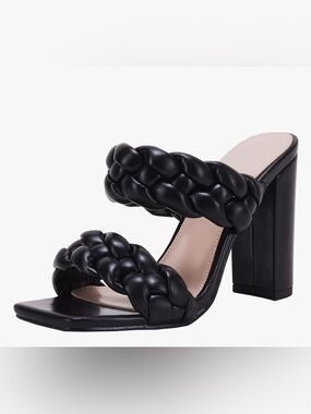 Braided Chunky Heel Open Toe Sandals size 7 NWOB